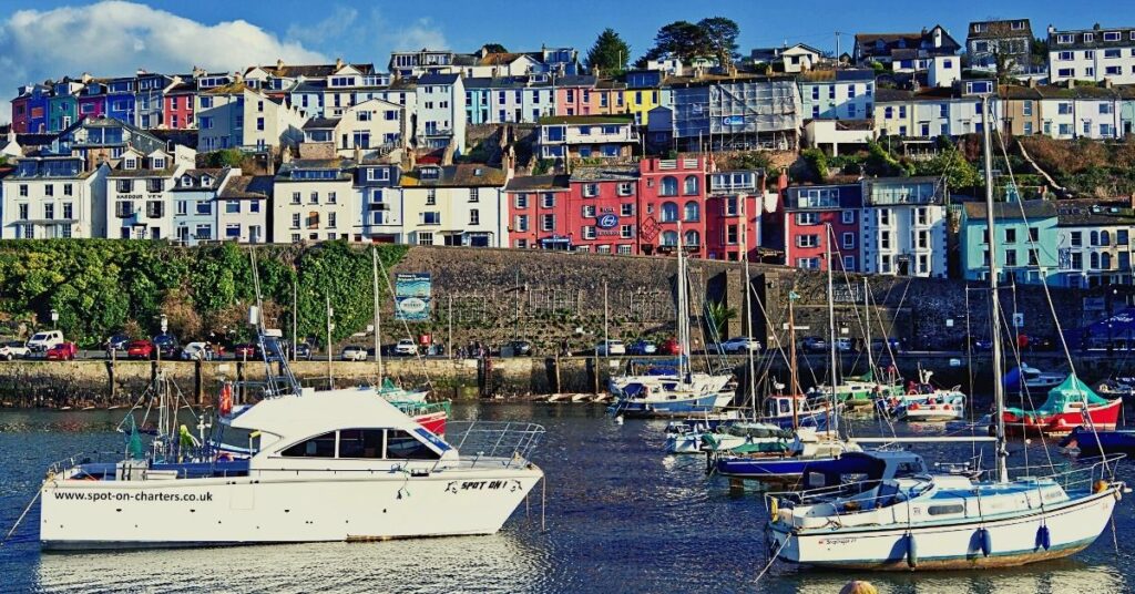 View of the Quayside Hotel and Harbour in Brixham, Near Torquay, Torbay, South Devon