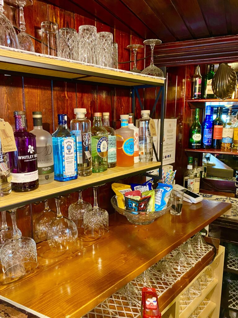 Gin Bar at the Ernie Lister Pub in Brixham, South Devon